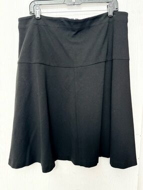 NWT Eileen Fisher Black A-Line Flare Skirt with Yoke, size L